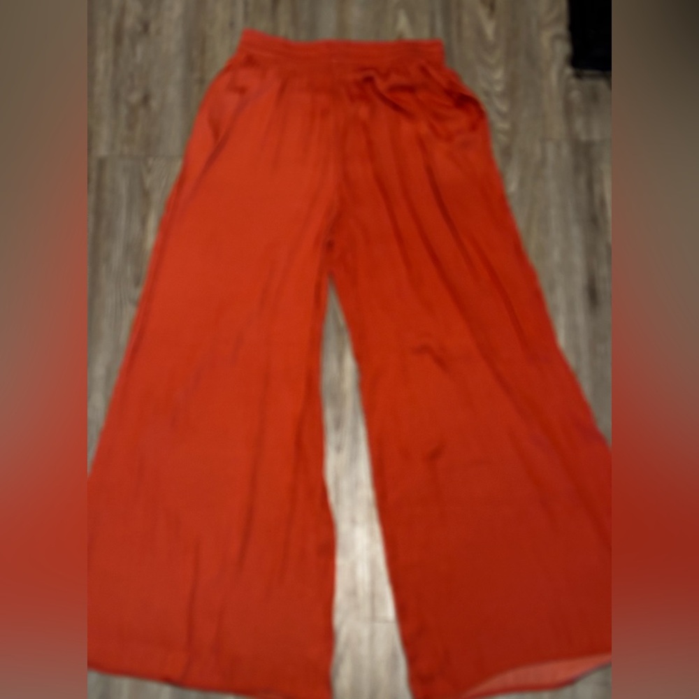 Zara Burnt Orange, Wide Leg Palazzo  Pants, Size Large